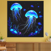 Bioluminescente kwallendroom canvas afdruk (Insitu (Woonkamer))