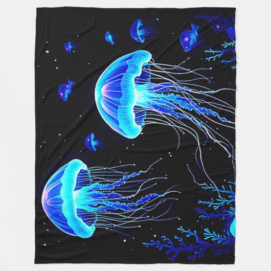 Bioluminescente kwallendroom fleece deken (Voorkant)