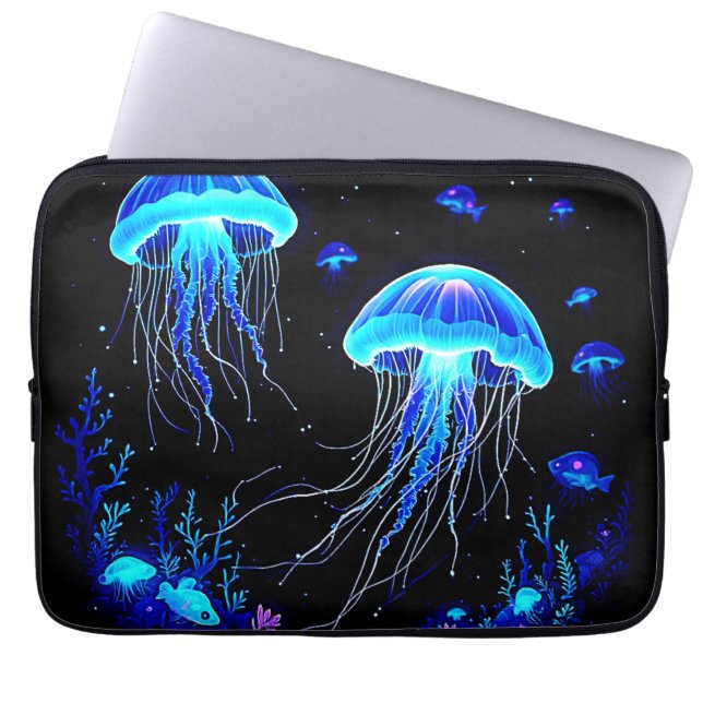 Bioluminescente kwallendroom laptop sleeve (Voorkant)
