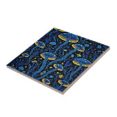 Bioluminescente magie: neon paddenstoel tegeltje (Zijkant)