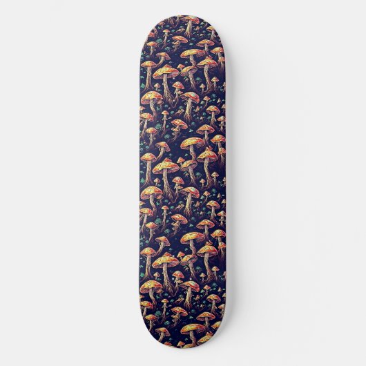 Bioluminescente Paddestoel Retro Skateboard Kunst (Voorkant)