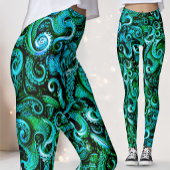 Bioluminescente Zeeheks | Turquoise & Groene Krake Leggings
