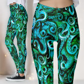 Bioluminescente Zeeheks | Turquoise & Groene Krake Leggings