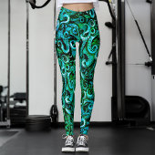 Bioluminescente Zeeheks | Turquoise & Groene Krake Leggings