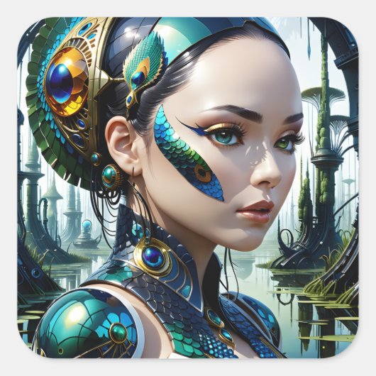 Biomechanische cybernetische reuzen zijn cyberneti vierkante sticker (Voorkant)