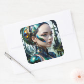 Biomechanische cybernetische reuzen zijn cyberneti vierkante sticker (Envelop)