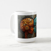 Biomechanische Cyberpunk Android Koppel Kunst Koffiemok (Voorkant links)