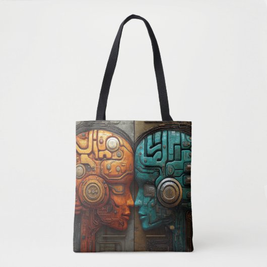 Biomechanische Cyberpunk Android Koppel Kunst Tote Bag (Voorkant)