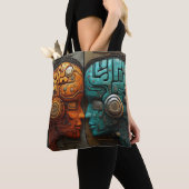 Biomechanische Cyberpunk Android Koppel Kunst Tote Bag (Dichtbij)