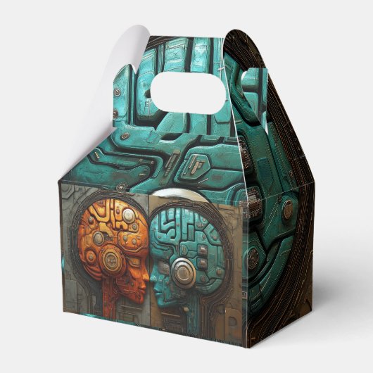 Biomechanische Cyberpunk Androiden Koppel Kunst Bedankdoosjes (Voorkant Zijde)