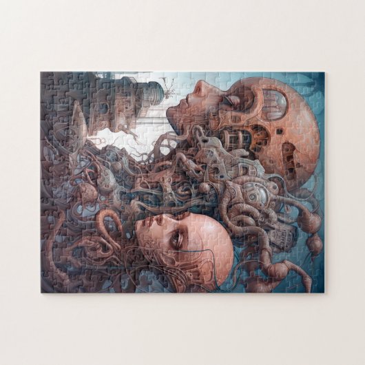 Biomechanische hoofden Surreal Sci-Fi Art Legpuzzel (Horizontaal)
