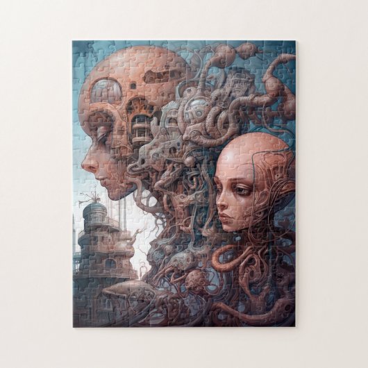 Biomechanische hoofden Surreal Sci-Fi Art Legpuzzel (Verticaal)