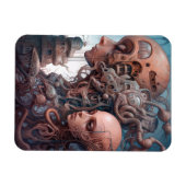 Biomechanische hoofden Surreal Sci-Fi Art Magneet (Horizontaal)