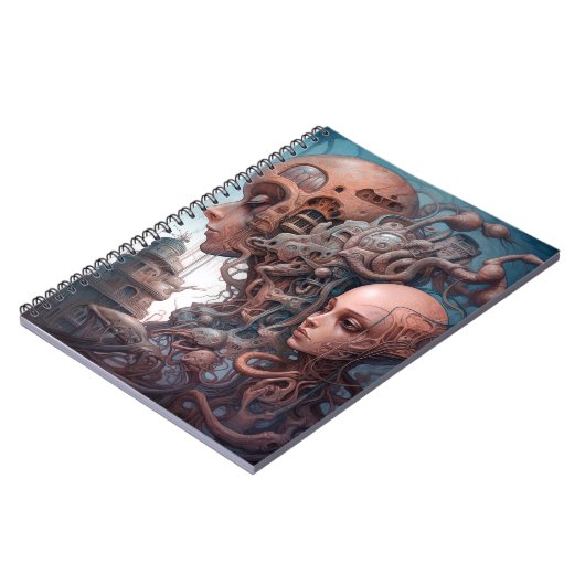 Biomechanische hoofden Surreal Sci-Fi Art Notitieboek (Linkerzijde)