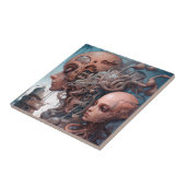 Biomechanische hoofden Surreal Sci-Fi Art Tegeltje (Zijkant)