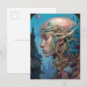 Biomechanische kop Surreal Sci-Fi Art Briefkaart (Voorkant / Achterkant)
