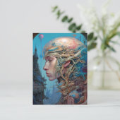 Biomechanische kop Surreal Sci-Fi Art Briefkaart (Staand voorkant)