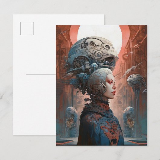 Biomechanische kop Surreal Sci-Fi Art Briefkaart (Voorkant / Achterkant)