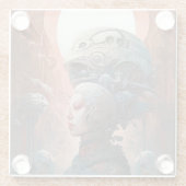 Biomechanische kop Surreal Sci-Fi Art Glazen Onderzetter (Achterkant)