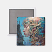 Biomechanische kop Surreal Sci-Fi Art Magneet (Voorkant / Achterkant)