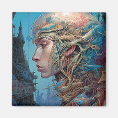 Biomechanische kop Surreal Sci-Fi Art Magneet (Voorkant)