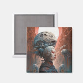 Biomechanische kop Surreal Sci-Fi Art Magneet (Voorkant / Achterkant)