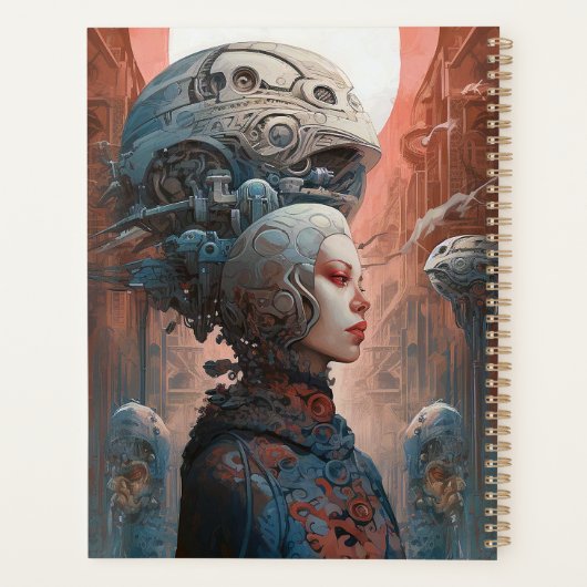 Biomechanische kop Surreal Sci-Fi Art Planner (Achterkant)