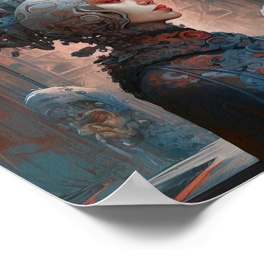 Biomechanische kop Surreal Sci-Fi Art Poster (Hoek)