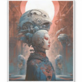 Biomechanische kop Surreal Sci-Fi Art Sticker (Voorkant)