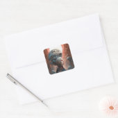 Biomechanische kop Surreal Sci-Fi Art Vierkante Sticker (Envelop)