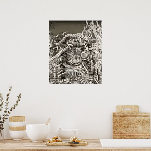 Biomechanische stad poster (Keuken)