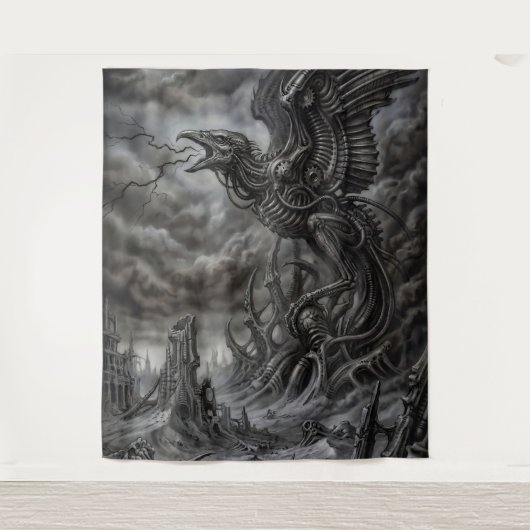 Biomechanische Thunderbird die de Storm oproept Wandkleed (Voorkant)