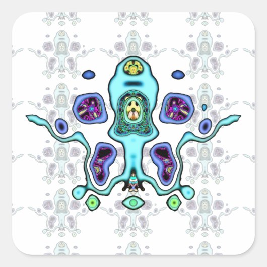 Biomechanische vreemde drone / alien squid v2.1 vierkante sticker (Voorkant)