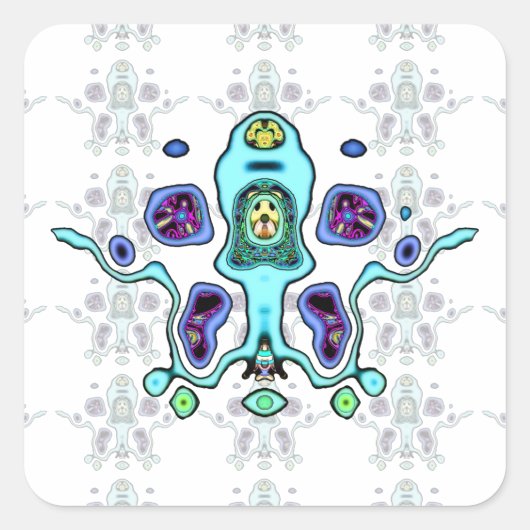 Biomechanische vreemde drone / alien squid v2 vierkante sticker (Voorkant)