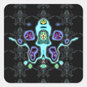 Biomechanische vreemde drone / alien squid v3 vierkante sticker