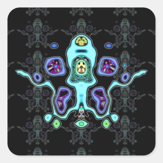 Biomechanische vreemde drone / alien squid v3 vierkante sticker (Voorkant)