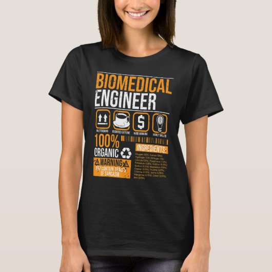 Biomedical Engineer Facts Label Biomedical Enginee T-shirt (Voorkant)