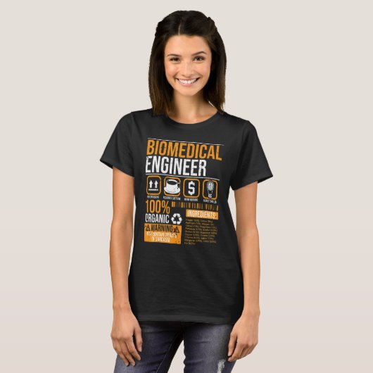 Biomedical Engineer Facts Label Biomedical Enginee T-shirt (Voorkant volledig)