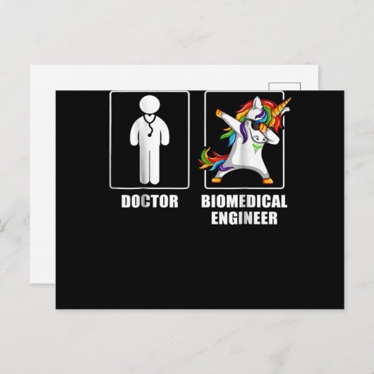 Biomedicale ingenieur Unicorn Dabbing Funny Lovers Aankondigingskaart (Voorkant / Achterkant)