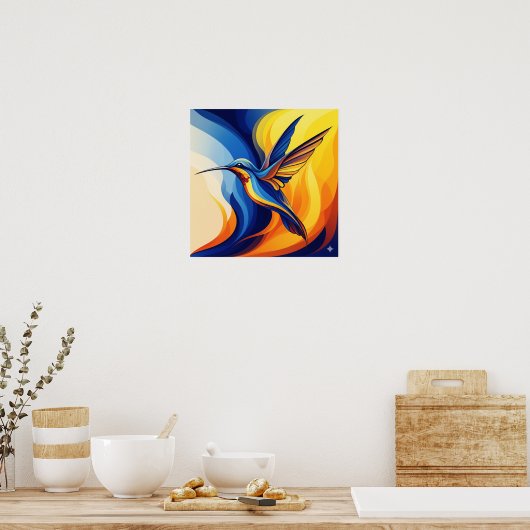 Biomorfe kolibrie kunst poster (Keuken)