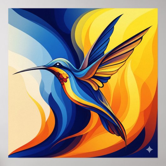Biomorfe kolibrie kunst poster (Voorkant)