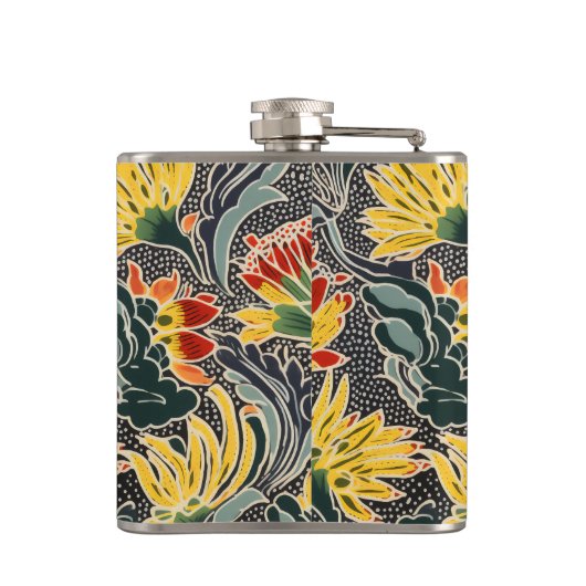 Biomorfe natuurlijke bloemenprint heupfles (Achterkant)