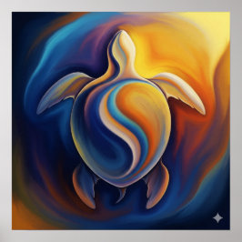 Biomorfe schildpadkunst poster