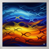 Biomorfe school voor vissen poster (Voorkant)