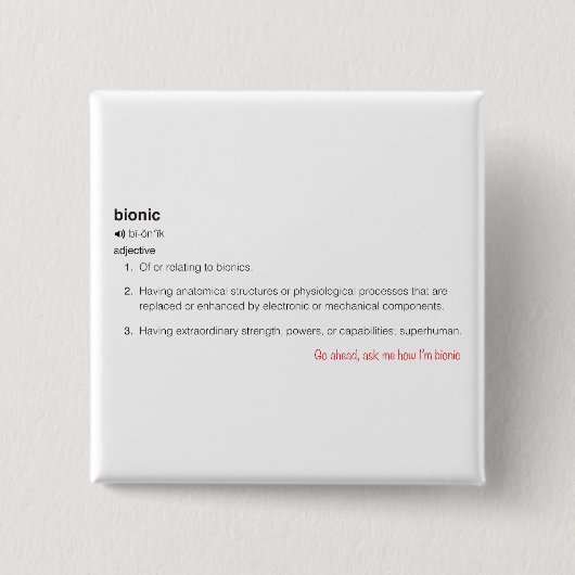 Bionic Definition in Black Go Ahead Vierkante Button 5,1 Cm (Voorkant)