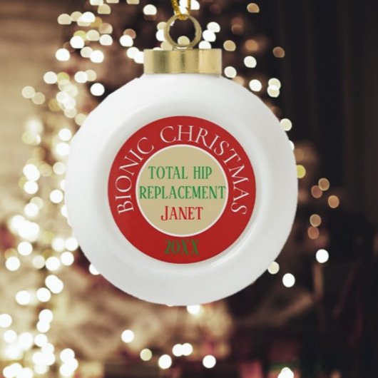 Bionic kerstsierversiering (heupvervanging) keramische bal ornament