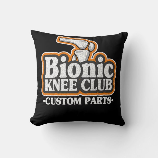 Bionic Knee Club Knee Replacement Surgery 70s Logo Kussen (Voorkant)
