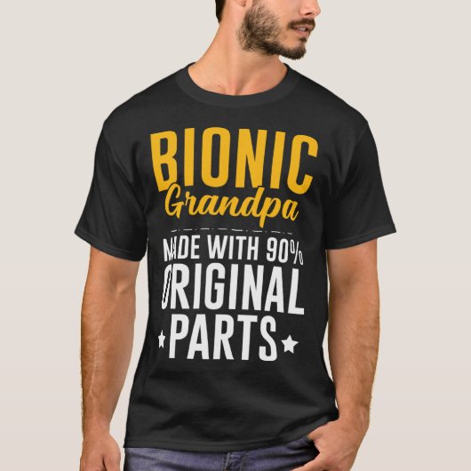 Bionic opa mannen knie heup vervanging 90 originee t-shirt (Voorkant)