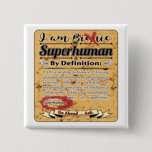 Bionic Superhuman by Definition Vierkante Button 5,1 Cm (Voorkant)