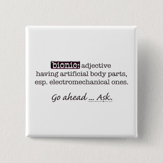 bionische definitie vierkante button 5,1 cm (Voorkant)